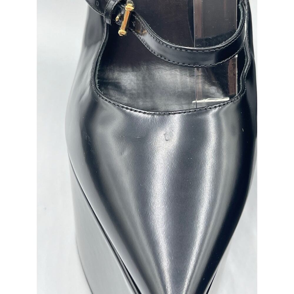 VERSACE Tempest Calf Leather Black Platform Pumps with Gold Hardware Size 39 - Picture 10 of 16